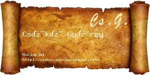 Csákó György névjegykártya